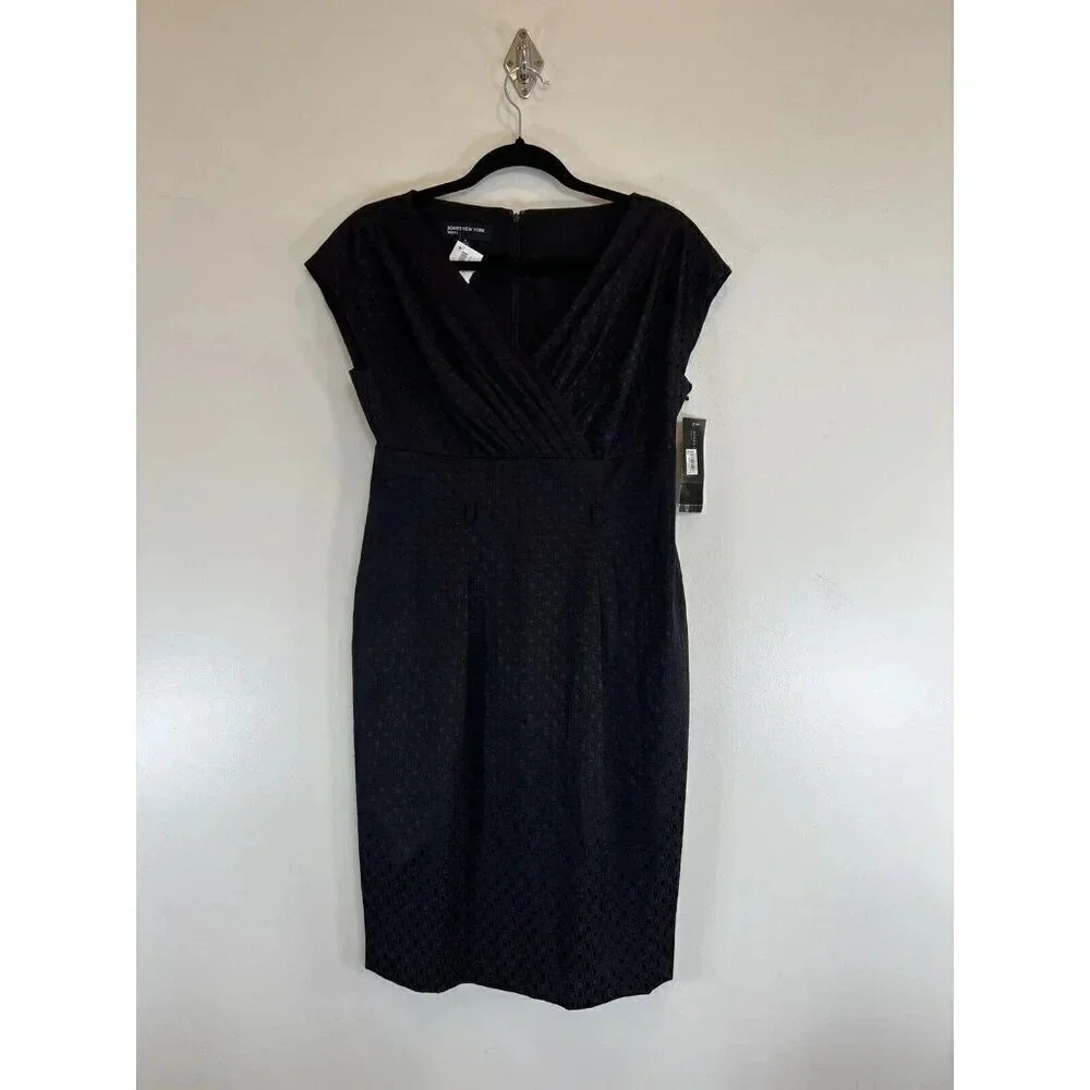 Jones New York NWT Black Surplice V-Neck Sheath Dress Size 8 Retail$140